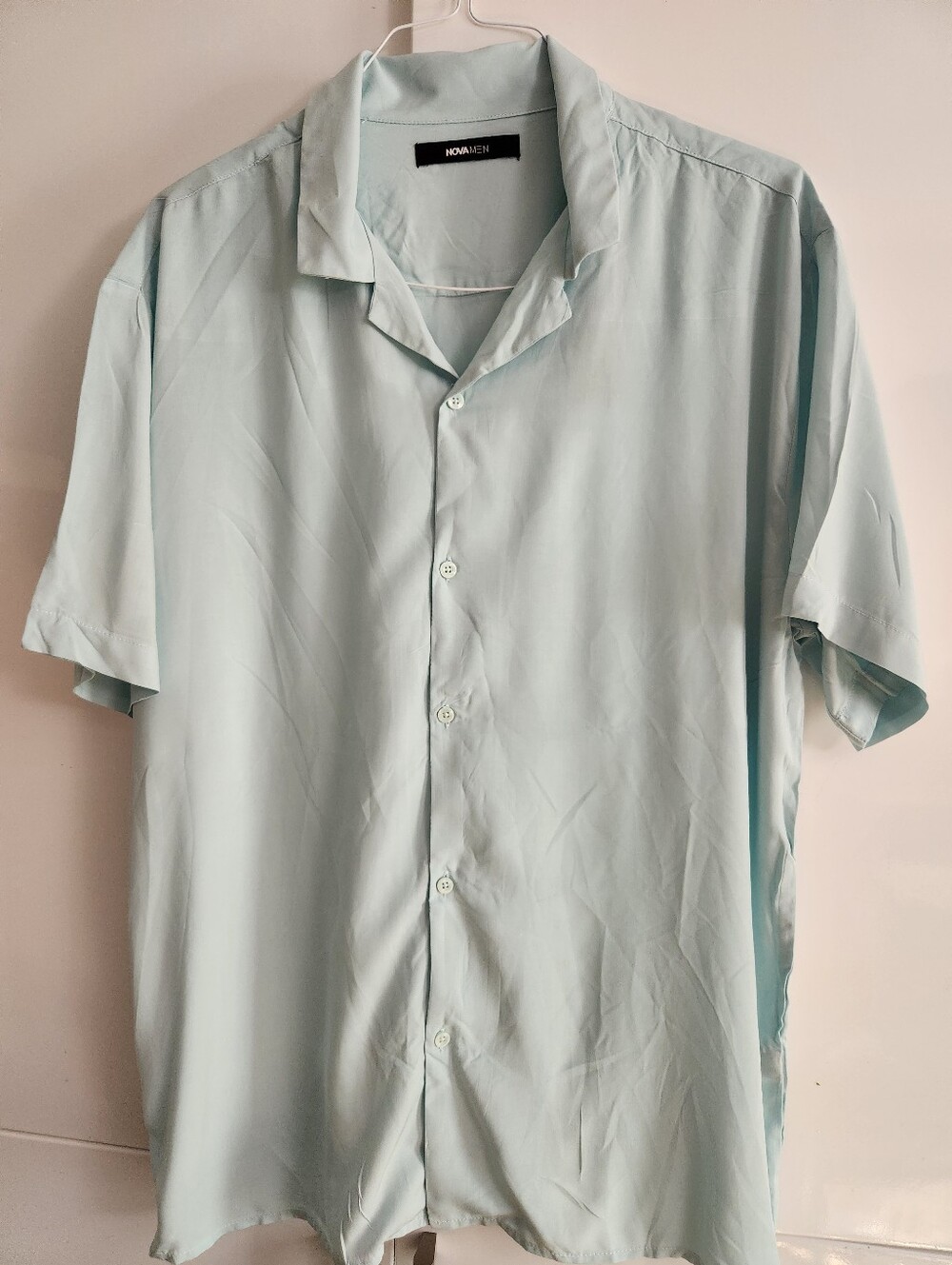 Fashion Nova Light Green Short Sleeve Camp Collar Shirt